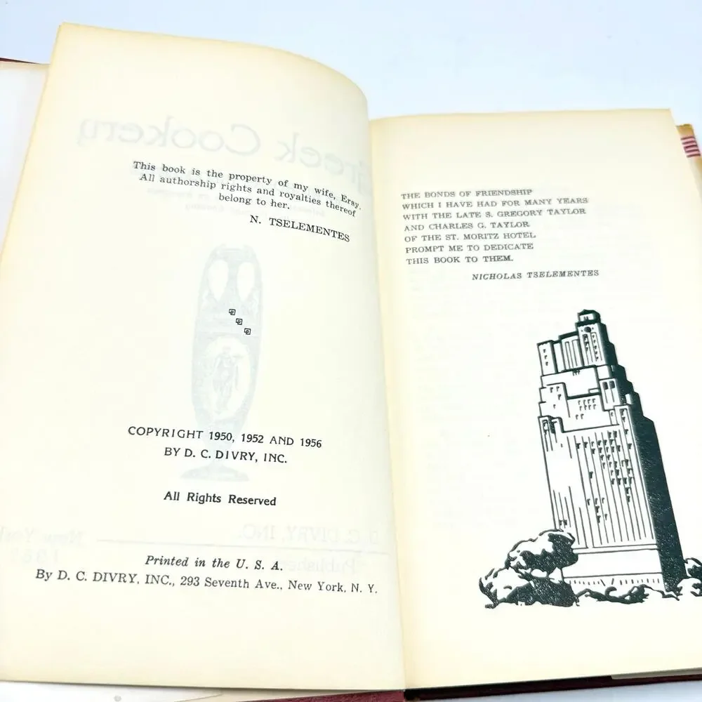 Greek Cookery Nicholas Tselementes 1967 Vintage 60s Cookbook Traditional Recipes